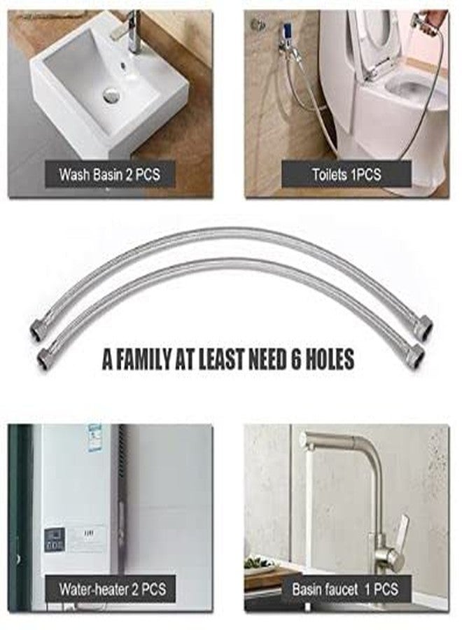 SPAZIO خرطوم توصيل من الفولاذ المقاوم للصدأ من Spazio بطول 18 بوصة، شديد التحمل، بلمسة نهائية من الكروم، مناسب لإكسسوارات الحمامات/إكسسوارات المراحيض (عبوة من 10 قطع) - Image 5